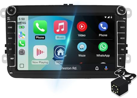2G 64G 8 Inch Android 14 Car Multimedia Player Radio Stereo for VW Polo Golf Passat Seat with Wireless CarPlay Android Auto Mirror Link WiFi SWC GPS Navi Bluetooth FM Backup Camera