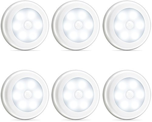 Novelty Place Luce Notturna a LED con sensore di Movimento - No Fili a Batteria Magneti integrati Cuscinetti Adesivi Opzionali - Confezione da 6