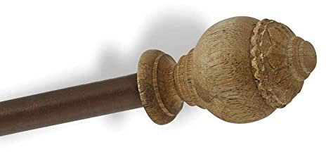 Loberon Gardinenstange Trangé, Ausziehbar, Detailverliebte Schnitzereien, Boho-Stil, Teleskopstange, Vorhangstange, Gardinenzubehör, Eisen, Mangoholz, antikbraun
