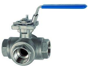 RIEGLER 135932-11082 E-ES 3-Wege-Kugelhahn, T-Bohrung, Edelstahl 1.4408, G 1, DN 20, 1Stk