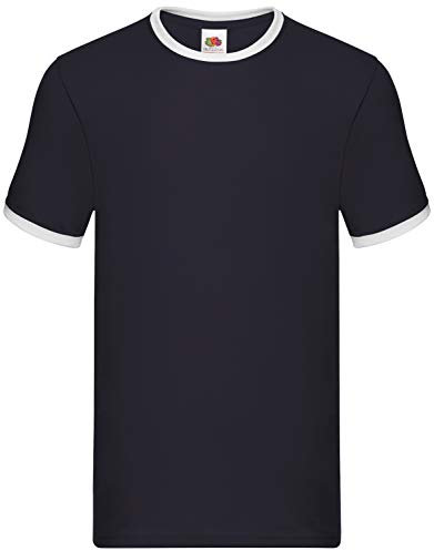 Fruit of the Loom Valueweight Ringer T Herren T-Shirt, Farbe:Navy/weiß, Größe:2XL