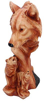 Nemesis Now - Busto in poliresina, effetto legno, motivo: lupi naturali