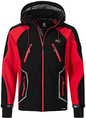 Rock Creek Herren Softshell Jacke Outdoor Jacke Windbreaker Übergangsjacke Anorak Kapuze Regenjacke Winterjacke Herrenjacke Jacket H-230 Schwarz 5XL