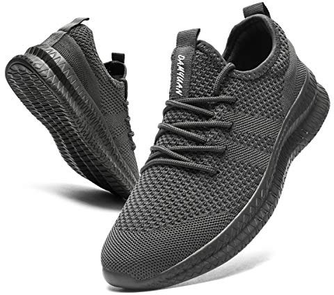 CAIQDM Schuhe Herren Laufschuhe Sneaker Outdoor Sportschuhe Turnschuhe männer Joggingschuhe atmungsaktiv Running Shoes Men Walking Schuhe Freizeitschuhe Fitness Schuhe Dunkelgrau 42 EU