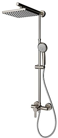 Schulte DuschMaster Rain Einhebelmischer, Edelstahloptik, Duschkopf Eckig und Handbrause, EP9621 90