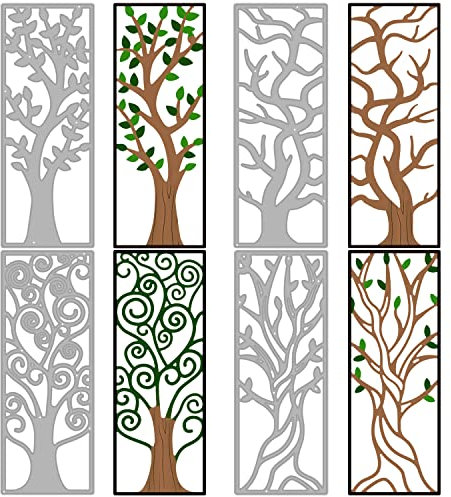GLOBLELAND Baum des Lebens Baumstamm Äste Stanzformen für Kartenherstellung Dekoration und DIY Scrapbooking, rechteckiger Rahmen Metallschablone Schablone