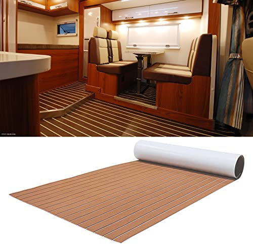 Eva-Teak-Deckauflage Teak Bodenbelag 2400x900x6mm Deluxe Marine Anti-Rutsch Bodenbelag für Boote Selbstklebend Eva Schaum Bootsdecks Wasserfester Bodenmatte für Boat und Yacht, Ship