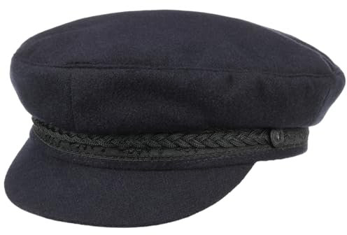 Lipodo Elbsegler Damen Herren Kapitänsmütze 50% Wolle Mit Kordelgarnitur Mit Schirm Anschmiegsames Stofffutter Sommer Winter dunkelblau M (56-57 cm)