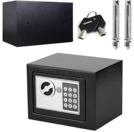Cassaforte di Deposito Elettronica Mini Cassaforte Piccola Mini Cassaforte Elettronica Piccola cassaforte Digitale Cassetta Sicurezza Portatile Hotel sicuro Adatto per i viaggi,Nero,23 * 17 * 17 CM