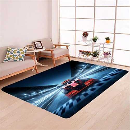 Xisnuient Motorrad Fahrer Bereich Teppich Teppich für Wohnzimmer Große Formel Auto Motorrad Kinderzimmer Teppich Rutschfester Kurzflor Junge Teen Spielzimmer Teppich Küche Badematte (Rot,80x120 cm)