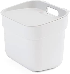 Curver Ready to Collect 100% Recycled 5L Kitchen Accessories Recycling Lift Top Bin White Light Grey Lid