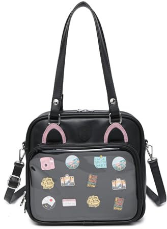 CHERRY SAUCE Ita Mehrzweck-Rucksack, Umhängetasche, Messenger- und Schultertasche zur Präsentation von Anime-Artikeln, Schwarz, Stabil