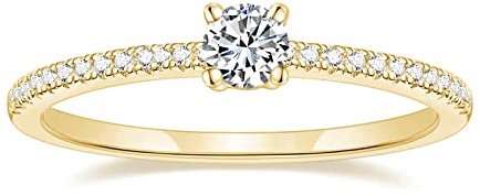 Titaniumcentral Vorsteckring Damen Eternity Ringe Schmal Rund Zirkonia Verlobungsringe Eheringe Versprechen Ring (Gelbgold,62 (19.7)
