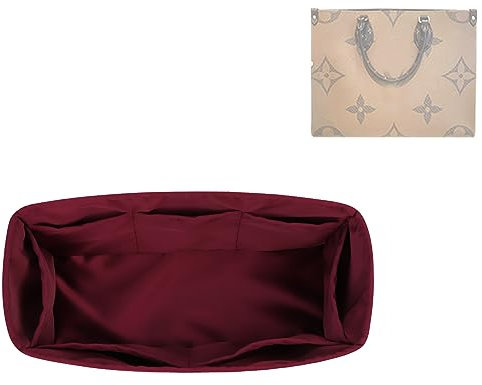 DGAZ Handtaschen Organizer Einsatz für OnTheGo PM/MM/GM Tasche, Seide Tasche in Tasche Organizer, Luxus-Handtaschen & Tote Innentaschen (Rouge h, MM)