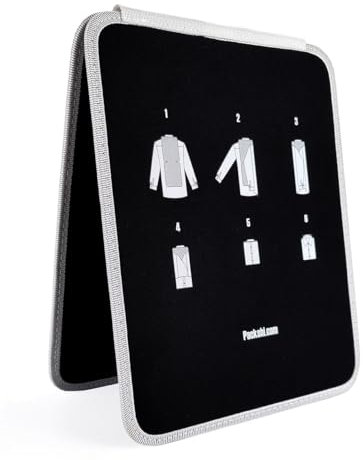 Packshi Planche à Plier Le Linge - Plieur Chemise pour Adultes - Rangement Vêtement - Objet Utile pour Voyage - Housse Protection Chemise - 25 cm x 31 cm x 1,5 cm - Noir et Blanc