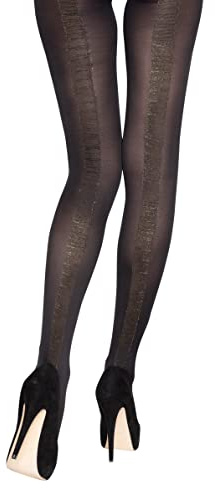 Charnos Lurex Backseam Tights Black & Gold Small - Medium