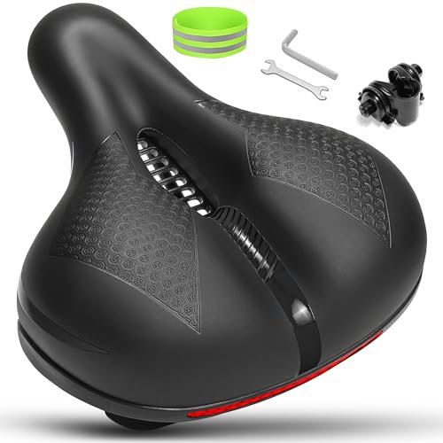 CDYWD Larga Sella Bici Comoda Uomo Donna, Sellino Bici Morbido Memory Foam 2.0, Antiprostata, Traspirante, Con Sospensione, Ergonomica Sedile Bici Per Biciclette Da Mtb, City Bike, Ebike, Cyclette