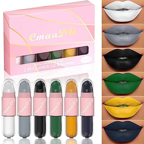 Lipgloss Set, Lippenstift Set, Vampire Matte Lipstick Schwarz, Nudetöne Wasserdichte Langlebige Flüssigkeit Lipglosse, Kosmetisches Werkzeug für Party Masquerade Cosplay Halloween Makeup(03)