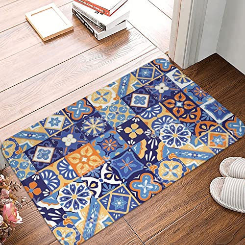 Entrance Door Mats Hippie Talavera Mexican Tiles 40X60Cm Door Mat Comfortable Floor Mat Washable Indoor Outdoor Mat For Living Room Office Doorstep