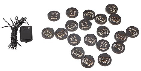 Wifehelper Niedliche 3D-LED-Totenkopf-Lichterkette, Batteriebetrieben, IP65 Wasserdicht, für Halloween-Party-Dekoration mit Klarer Textur