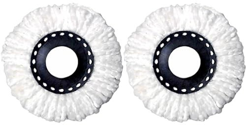 2 Pack Mop Heads Replacement for Spin Mops, 360° Spin Magic Mop Head Refill for Standard Rotating Mops, Universal Spin Mop Replacement Mop Head for Commercial Use (Black)