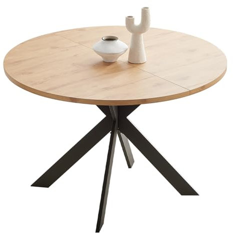 Zerifevni Juego de mesa de comedor redonda de 46.4 pulgadas, moderna mesa de comedor redonda de mediados de siglo para 4-6 personas, patas de acero, mesa de centro de ocio para cocina, comedor, ahorra