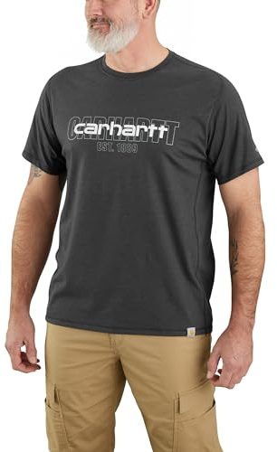 Carhartt Mens Force Short Sleeve Logo Graphic T Shirt Carbon Heather