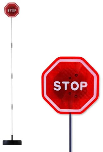 Shkalacar LED Blinkendes Stoppschild, Stoppschild Einparkhilfe mit Leuchtend roten LEDs und Verstellbarer Stange, LED Anzeige für Garagenparkplatz die Sicherheit und stressfreies Parken