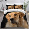 MEVASA Bettwäsche 135x200 Brauner Hund Bettwäsche-Set 3 Teilig 3D-Druck Süße Tiere Schwarz Bettbezug 135x200 mit Reißverschluss Weiche Mikrofaser Kinderbettwäsche mit 2 Kissenbezug