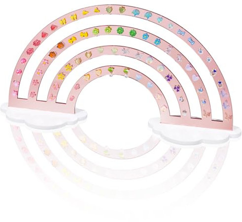 NiHome Ohrringhalter 74 Löcher, Regenbogen-Schmuckständer, Acryl Ohrstecker Display, Ohrringe Aufbewahrung Ständer, Organizer für Frauen（Hochglanzpoliertes Roségold 1PCS）