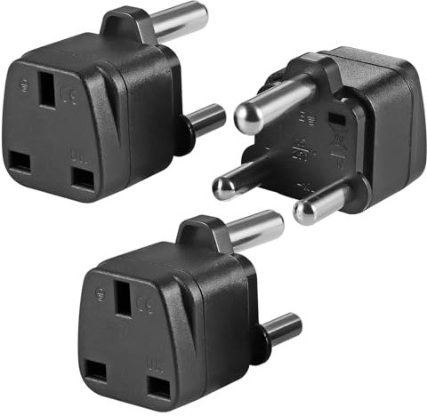 3-Pack UK to South Africa Plug Adapters South Africa Power Converter Grounded Universal Travel Adapter 3 Pin South Africa, Ghana, Bahrain, Mauritius etc International Type M Plug (Black)