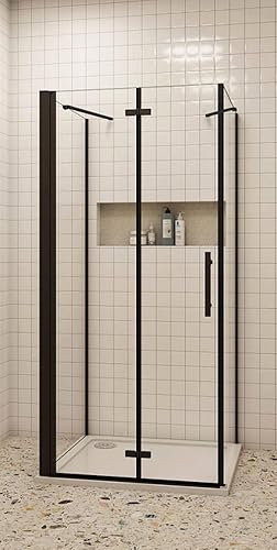 Aica Sanitär Duschkabine Duschabtrennung U-FORM U-Kabine Dusche Falttür 6mm Glas,80x80x80cm