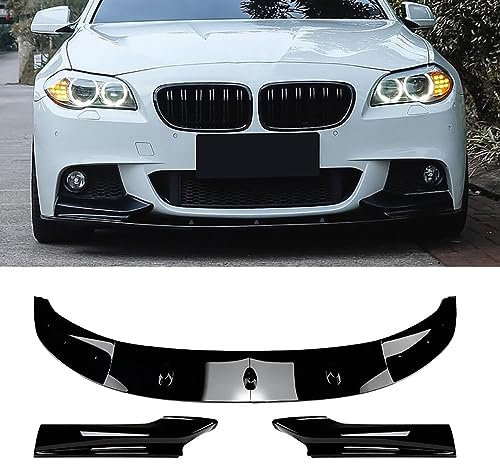 LiuROSE Auto Frontspoiler für BMW 5 Series F10 F11 M Sport 2011-2017,Auto Frontstoßflosse Spoiler Canards Lippe Vorne Unten Stoßstangen Protector,B-Glossy Black