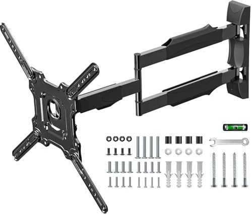Soporte Pared TV de 32 a 55 Pulgadas, Soporte Television Brazo Largo 720mm, Inclinable y Giratorio, Máx VESA 400 x 400 mm, Soporta hasta 35 kg