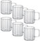 Wilmax - Verres thermiques avec anse - Lot de 6-250 ml - Verres en verre cannelé pour l'eau, le thé, le café - Verres à thé et à café - Gobelets - Lavables au lave-vaisselle