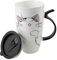 lachineuse - Mug Géant Chat Kawaii Funny Cat 600 ml - Grand Mug XXL Blanc en Porcelaine - Mug Japonais à Thé & Café - Avec Couvercle Isotherme - Funny Cat - Tasse Idée Cadeau Japon Asie - Mug Géant