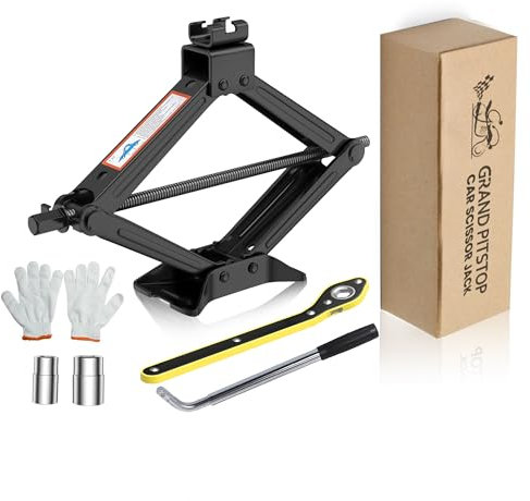 GRAND PITSTOP Car Jack Kit Scissor Jack for Cars 2 Ton (4409 lbs) Tire Jack Tool Kit Universal Car Emergency Kit with Lug Wrench Tire Changing Kit for Car SUV MPV