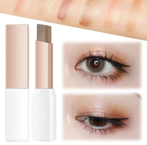 Wasserfester Lidschatten Stift, Farbverlauf Zweifarbig Eyeshadow Stick, Hochpigmentierter, Langanhaltend und Glatt, Schimmerndes Finish, für alle Make-up-Looks (4# Erdfarbe)