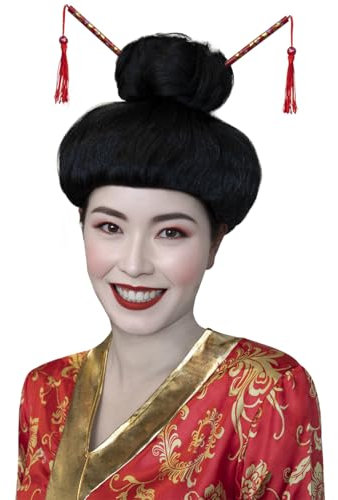 Funidelia | Geisha Perücke für Damen Japan, Länder, Kulturen, die Welt - Zubehör für Erwachsene, Zubehör für Kostüm - Schwarz