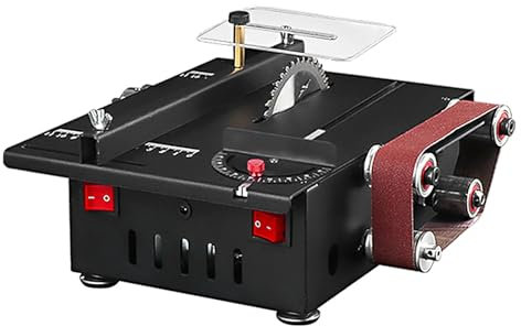 Woodworking Mini Table Saw with Belt Sander - 300W Variable Speed Circular Table Saw for Wood Plastic Acrylic Cutting, 30mm Cutting Depth