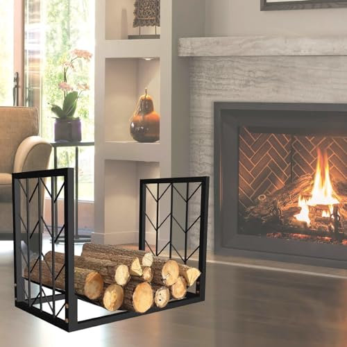 Firewood Log Rack Iron Art Wood Stacker Bin for Fireplaces Fire Pits and Stoves Wood Pile Organizer Rack for Burning Stove Easy to Assemble and Store
