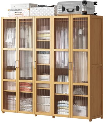 Gran Capacidad Armario ropero de 2/3/5 Transparente Acrílico Puertas Ahorra Espacio Armario Dormitorio Moderno Perchero de Pasillo,5 Doors