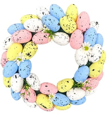 Csnbfiop Osterkranz 33 cm Ostereier Kränze Für Die Haustür Bunter Blumenkranz Dekoration Fröhliches Osterfest Geschenk