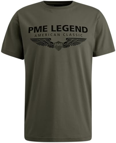 PME Legend Herren Rundhals T-Shirt R-Neck Cotton ELASTHAN Logo - Regular Fit, Größe:XL, Farbe:Beluga 8039