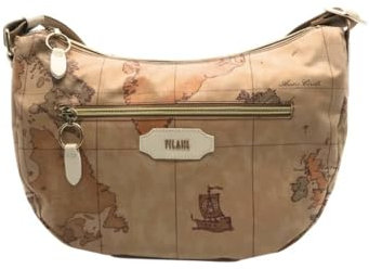 Alviero Martini 1A Classe Borsa a tracolla mezzaluna realizzata con stampa geo classic e dettagli tinta unita sui lati della borsa