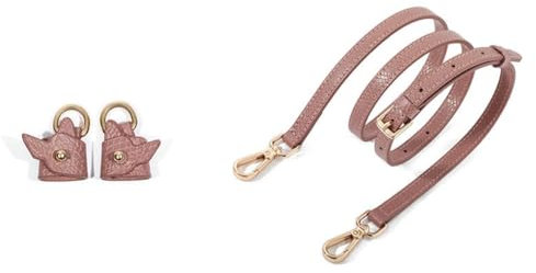 GreatRise Leder Taschengurt Verstellbarer Schultergurt Schnallen 1.2cm Tasche Schulterriemen mit 1 Paar Schultergurtadapter für Minitaschen Handtasche Geldbörse Umhängetasche Altrosa-Gold