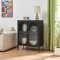 [en.casa] Sideboard Karlskrona Küchenschrank mit 2 Glastüren Mehrzweckschrank 102 x 80 x 40 cm Buffetschrank mit Ablage Flurschrank Stahl Schwarz
