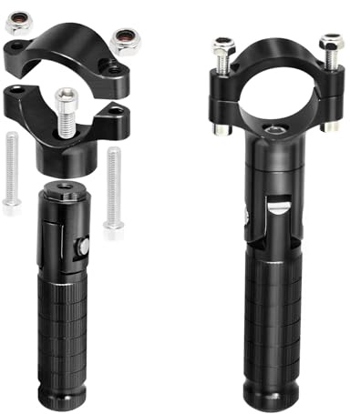 Universal Foot Pegs Non-sliding Footrest Motorcycle Bicycle Folding Foot Pegs 90 Degree Foldable Electric Motorbike Passenger Footrests Rearsets Rear Set Footpegs Foot Rest Pedals (Black)