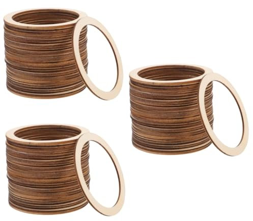 Warmhm 3 Sätze Holzring -schmuckzubehör Ringe Zum Handwerk Diy-ring Runden Handwerksmaterialien Unvollendete Leere Holzkreisanhänger Bastelringe Holzringe Zum Basteln Pappel 50 Stück * 3