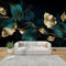 GEDAEUBA Papier Peint Panoramique Vert et or, Papier Peint Intissé Motif 3D Feuilles, Tapisserie Panoramique Salon, Décoration Murale Chambre, 350x256 cm